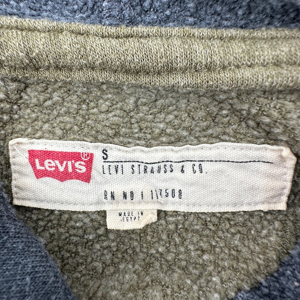 Levis Hoodie Mens Small Green Gray California Bear‎ Graphic Raglan Front Pocket - Picture 4 of 10